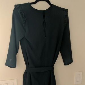 Forest green long sleeve short dress with sache